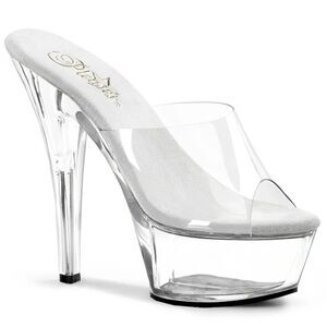 Pleaser Kiss 201 Clear Platform Peep Toe Heels
